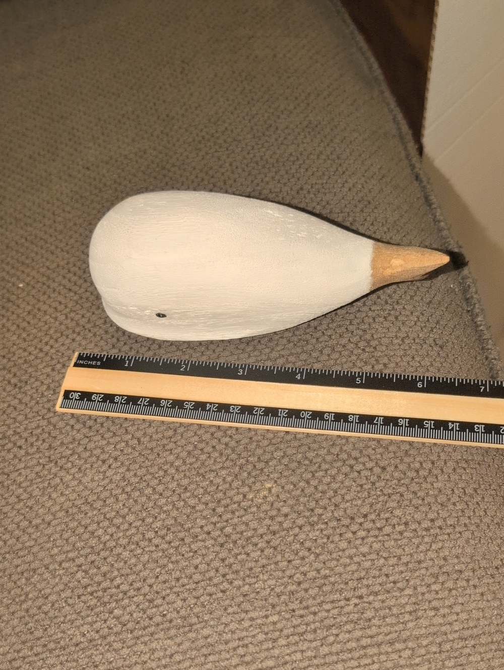 Aysegul Minimalist Handcrafted White Distressed Wooden Pintail Whale
